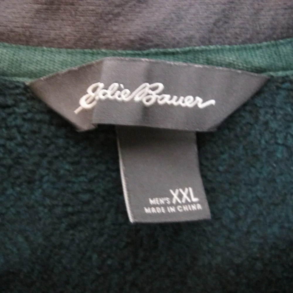 Eddie Bauer 1/2 Zip Pullover Camp Sweater‎ Men's Size XXL Green Polyester
